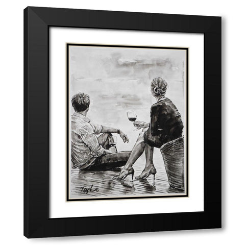 Romantic Evening in Venice Black Modern Wood Framed Art Print with Double Matting by Tashe