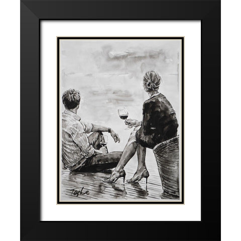 Romantic Evening in Venice Black Modern Wood Framed Art Print with Double Matting by Tashe