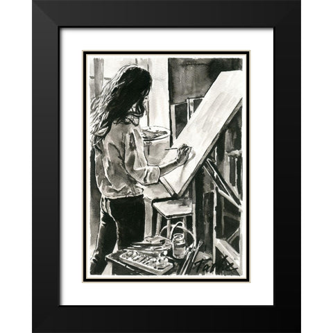 Favourite Color Black Modern Wood Framed Art Print with Double Matting by Tashe