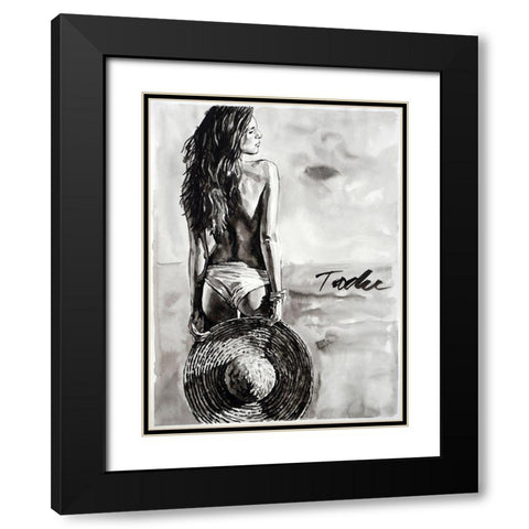 Happy Summer Black Modern Wood Framed Art Print with Double Matting by Tashe