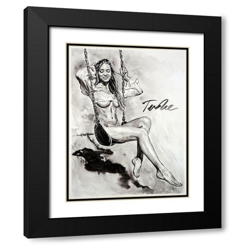 Happy Swing Black Modern Wood Framed Art Print with Double Matting by Tashe
