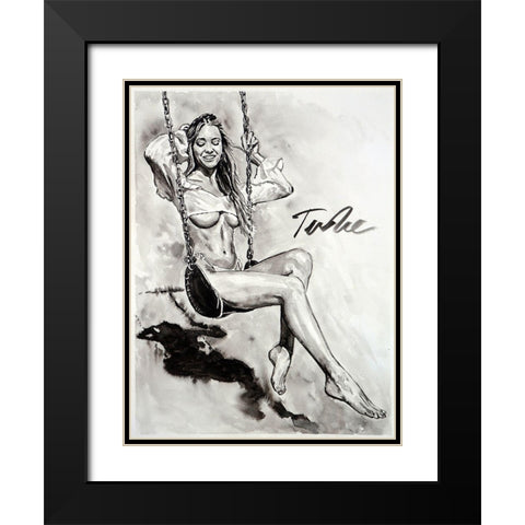 Happy Swing Black Modern Wood Framed Art Print with Double Matting by Tashe