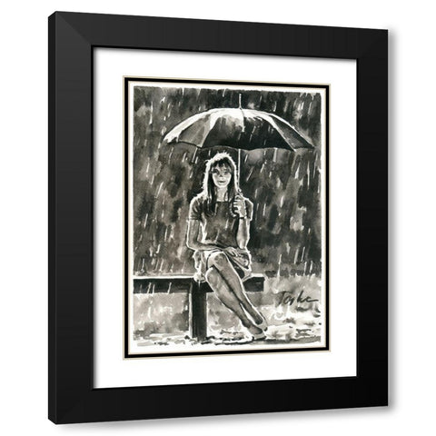 Rainy Days Black Modern Wood Framed Art Print with Double Matting by Tashe