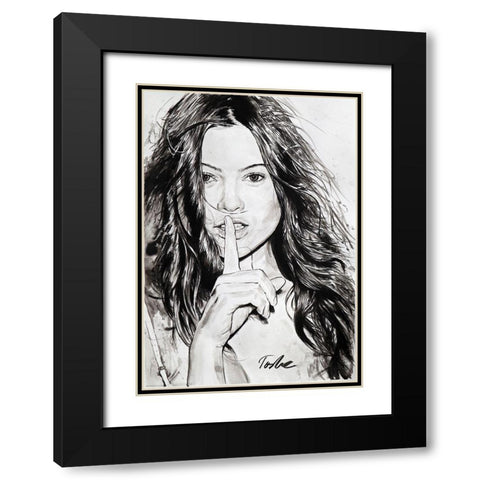 Silence Black Modern Wood Framed Art Print with Double Matting by Tashe