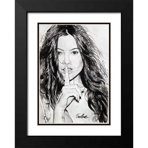 Silence Black Modern Wood Framed Art Print with Double Matting by Tashe