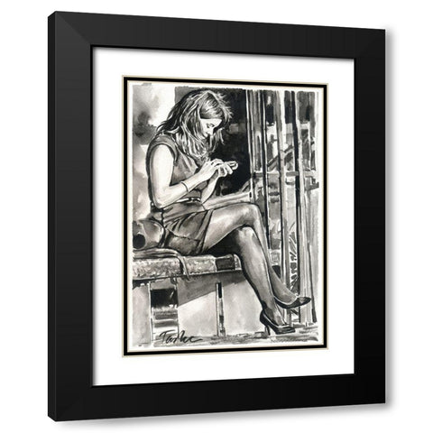 City Life II Black Modern Wood Framed Art Print with Double Matting by Tashe