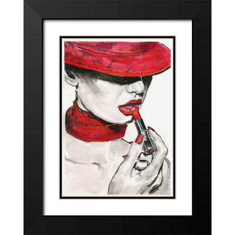 Ready for Kiss Black Modern Wood Framed Art Print with Double Matting by Tashe