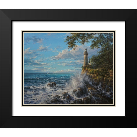 Namelss Lighthouse Black Modern Wood Framed Art Print with Double Matting by Yushkevich, Viktor