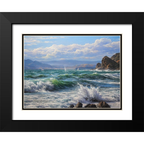 Sea Coast Black Modern Wood Framed Art Print with Double Matting by Yushkevich, Viktor