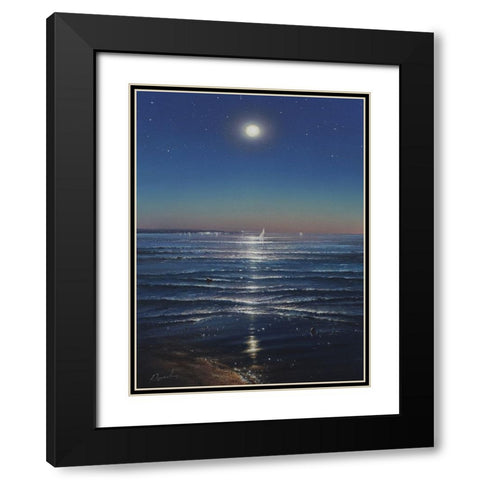Night on the Sea Black Modern Wood Framed Art Print with Double Matting by Yushkevich, Viktor