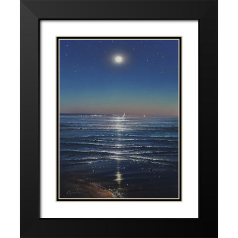 Night on the Sea Black Modern Wood Framed Art Print with Double Matting by Yushkevich, Viktor