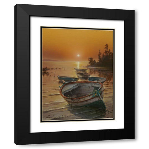 Sunset on the Sea Black Modern Wood Framed Art Print with Double Matting by Yushkevich, Viktor