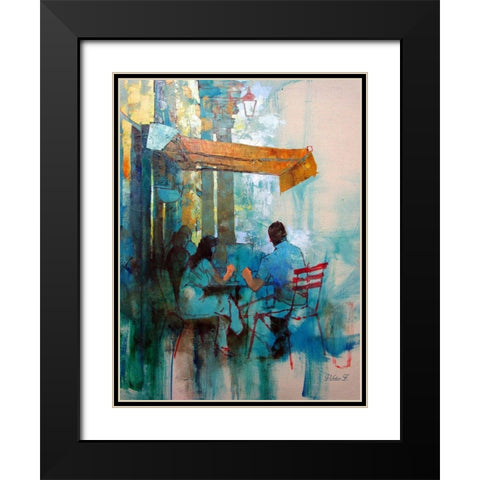 Blue Shaddows Black Modern Wood Framed Art Print with Double Matting by Zakrynycny, Viktor