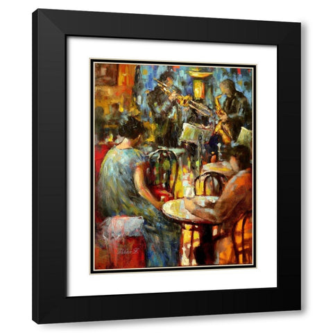 Jazz Evening Black Modern Wood Framed Art Print with Double Matting by Zakrynycny, Viktor
