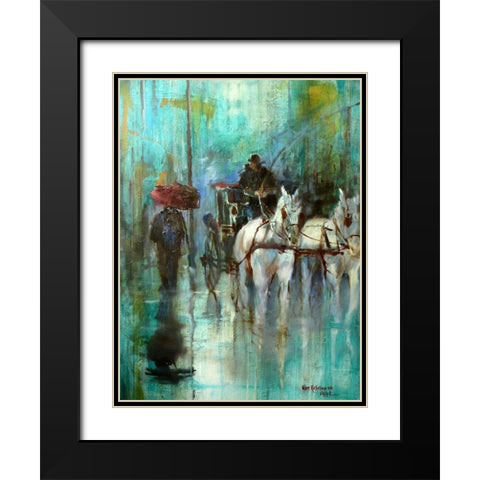 In the Rain in Vienna Black Modern Wood Framed Art Print with Double Matting by Zakrynycny, Viktor