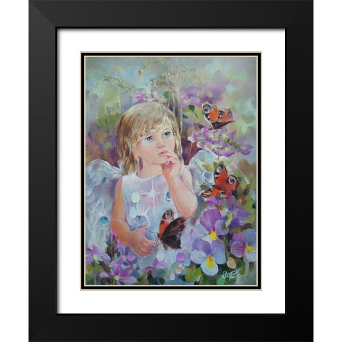 Fairy with Butterflies Black Modern Wood Framed Art Print with Double Matting by Zareckaye, Tatiana