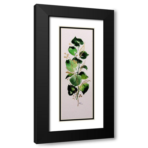 Leaves with Gold Black Modern Wood Framed Art Print with Double Matting by Kovacs, Anna Brigite