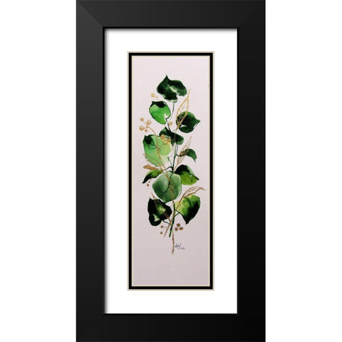 Leaves with Gold Black Modern Wood Framed Art Print with Double Matting by Kovacs, Anna Brigite