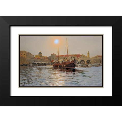 An Old Town Black Modern Wood Framed Art Print with Double Matting by Adamov, Alexey