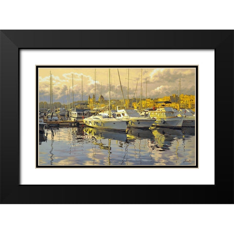 Yacht Marine Black Modern Wood Framed Art Print with Double Matting by Adamov, Alexey