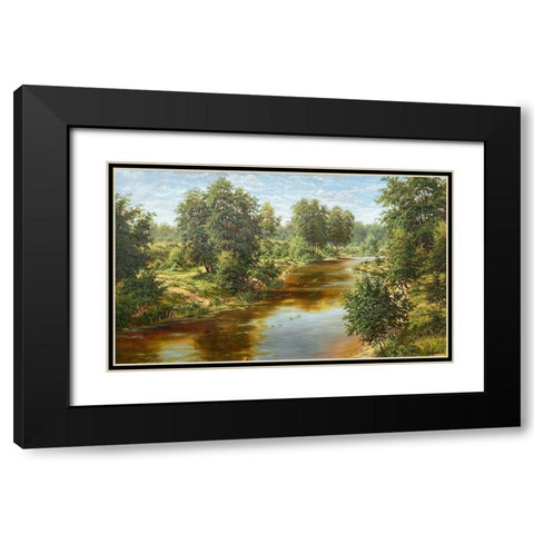 Slowly River Black Modern Wood Framed Art Print with Double Matting by Davutov, Ilfat