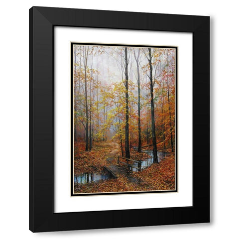 Meeting with Autumn Black Modern Wood Framed Art Print with Double Matting by Cernov, Ivan