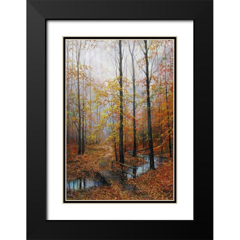 Meeting with Autumn Black Modern Wood Framed Art Print with Double Matting by Cernov, Ivan
