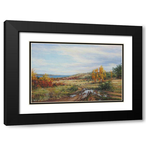 During September Black Modern Wood Framed Art Print with Double Matting by Cernov, Ivan