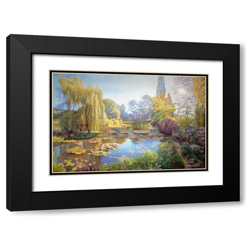 A Garden Monet Style I Black Modern Wood Framed Art Print with Double Matting by Kopania, Zbigniew
