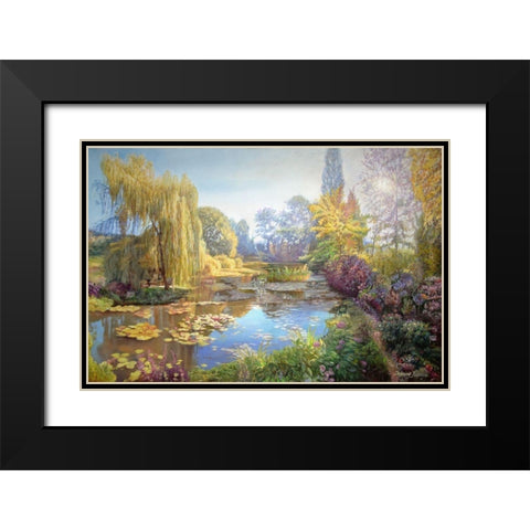 A Garden Monet Style I Black Modern Wood Framed Art Print with Double Matting by Kopania, Zbigniew