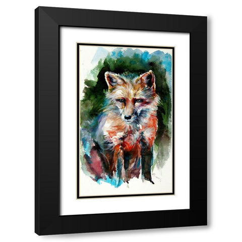 Red Fox Black Modern Wood Framed Art Print with Double Matting by Kovacs, Anna Brigite