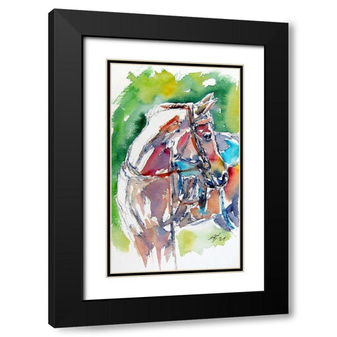 Horse Black Modern Wood Framed Art Print with Double Matting by Kovacs, Anna Brigite
