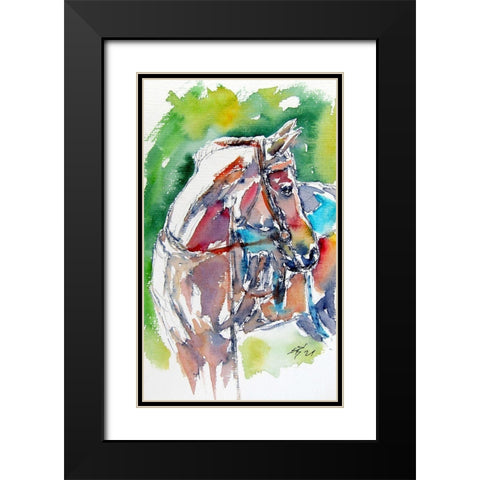 Horse Black Modern Wood Framed Art Print with Double Matting by Kovacs, Anna Brigite
