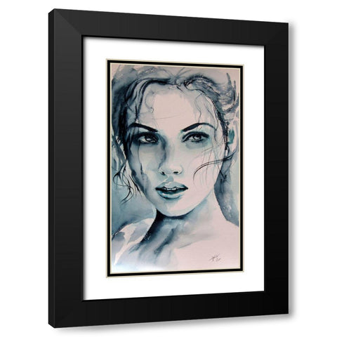 Girl Portrait Black Modern Wood Framed Art Print with Double Matting by Kovacs, Anna Brigite