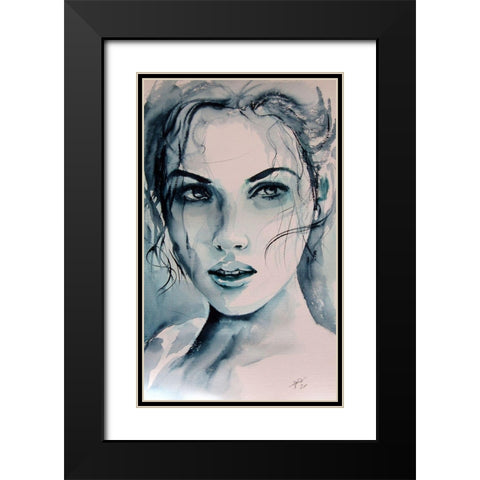 Girl Portrait Black Modern Wood Framed Art Print with Double Matting by Kovacs, Anna Brigite