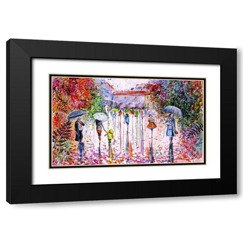 Fall in the City II Black Modern Wood Framed Art Print with Double Matting by Kovacs, Anna Brigite