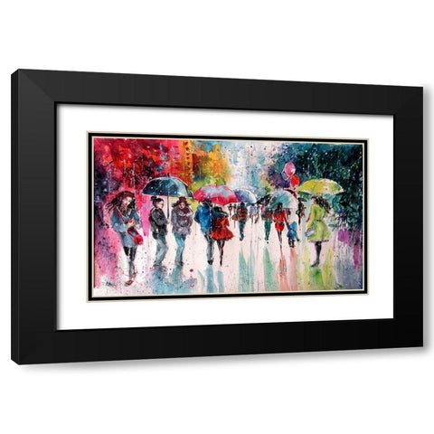 Umbrellas II Black Modern Wood Framed Art Print with Double Matting by Kovacs, Anna Brigite