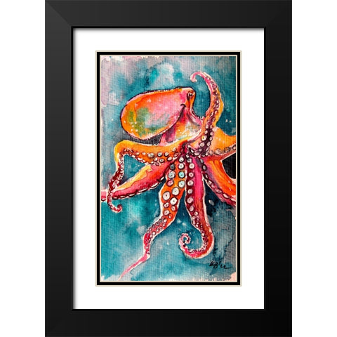 Octopus II Black Modern Wood Framed Art Print with Double Matting by Kovacs, Anna Brigite