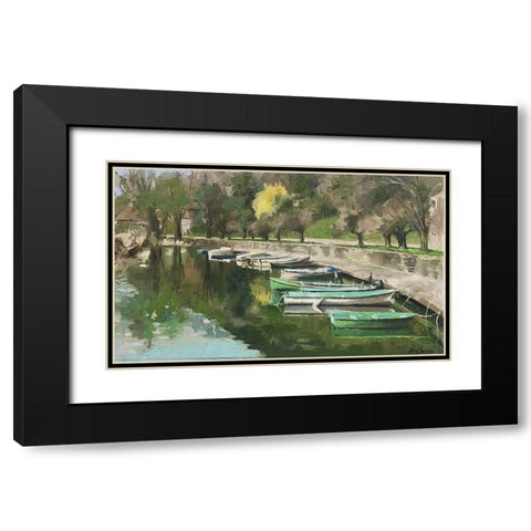 French Small Harbour Black Modern Wood Framed Art Print with Double Matting by Strube, Ling