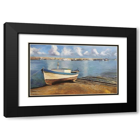 Boat in Sicily Black Modern Wood Framed Art Print with Double Matting by Strube, Ling