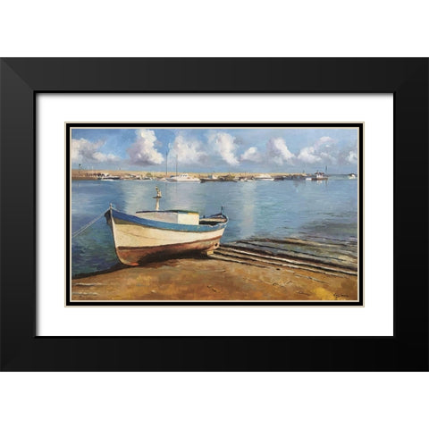 Boat in Sicily Black Modern Wood Framed Art Print with Double Matting by Strube, Ling