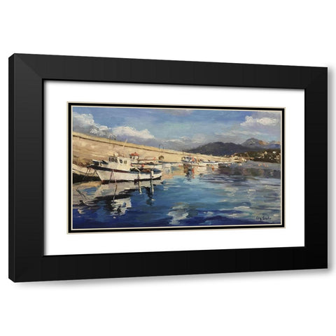 Italian Harbour Black Modern Wood Framed Art Print with Double Matting by Strube, Ling