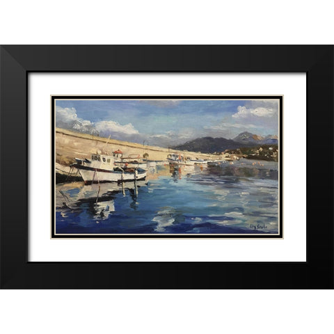 Italian Harbour Black Modern Wood Framed Art Print with Double Matting by Strube, Ling