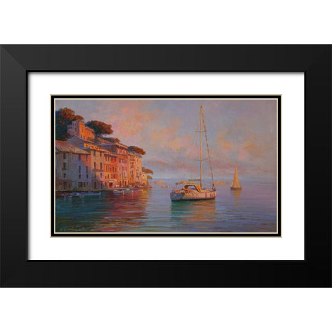 Portofino  Black Modern Wood Framed Art Print with Double Matting by Obuchovsky, Yury