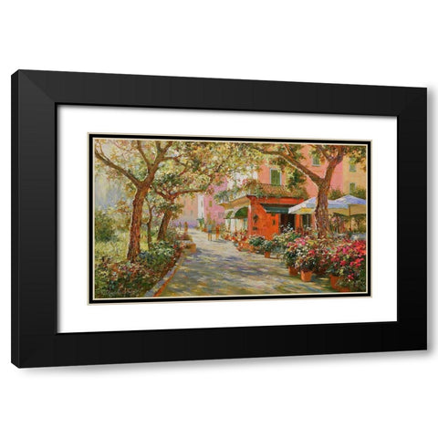 Flowers in Monte Rosso Black Modern Wood Framed Art Print with Double Matting by Obuchovsky, Yury