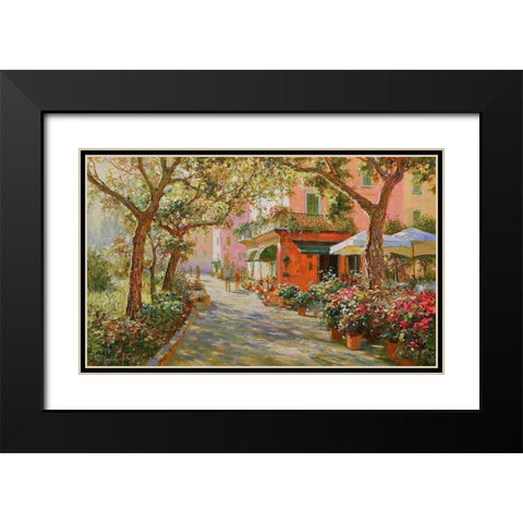 Flowers in Monte Rosso Black Modern Wood Framed Art Print with Double Matting by Obuchovsky, Yury