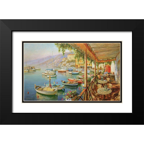 Cafe near Sea Black Modern Wood Framed Art Print with Double Matting by Obuchovsky, Yury