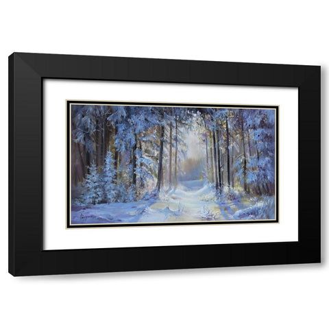 Winter Forrest Black Modern Wood Framed Art Print with Double Matting by Rogozina, Svetlana