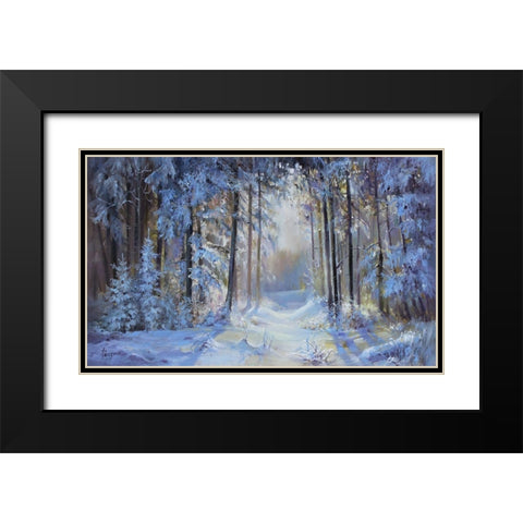 Winter Forrest Black Modern Wood Framed Art Print with Double Matting by Rogozina, Svetlana