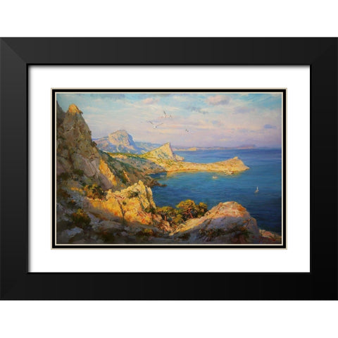Rocky Coast VIII Black Modern Wood Framed Art Print with Double Matting by Sviridov, Sergei